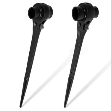 Imagem de 2 peças chave catraca de andaime, chave de catraca, chave de catraca, chave de soquete de andaime reversível de catraca reversível, chaves de soquete de andaime de catraca reversível, chaves eretas