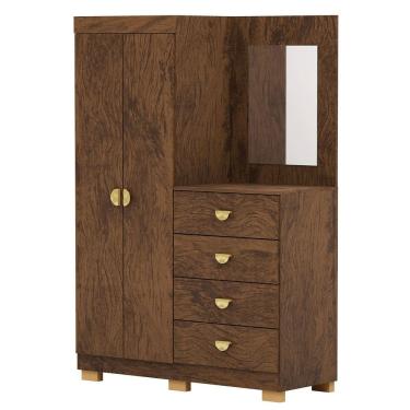 Imagem de Cômoda Guarda-Roupa com 4 Gavetas e 5 Prateleiras com Espelho Cristine