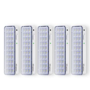Imagem de Kit 05 Luminárias de Emergência Led Intelbrás Autônoma Lea 31 com 30 Leds Branco Bivolt