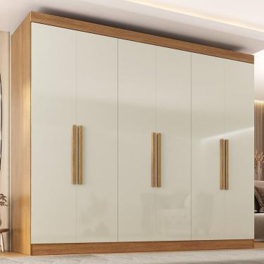 Imagem de Guarda Roupa 6 Portas Wt Mdp Com Puxador Paris Cinamomo/off White