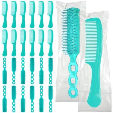 Imagem de Conjunto de pentes e escovas de cabelo SiliFine, 24 peças, verde, uso 