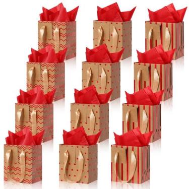 Imagem de Conjunto de embrulho de presente Tenare, 12 peças, sacos de papel metá