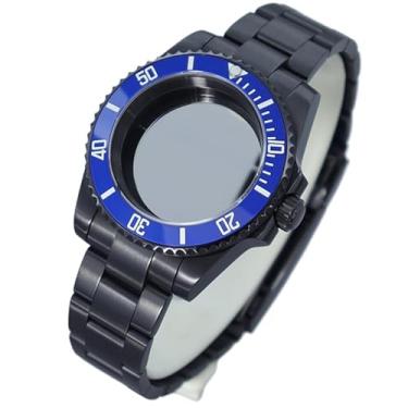 Imagem de FEIYASHI Caixa de relógio preta SUB Steel Diver com vidro de safira à prova d'água para movimento NH35 NH34 NH36 Miyota8215, Tampa inferior de vidro 10, For NH35 34 36 38 Movement, Caixa de relógio de