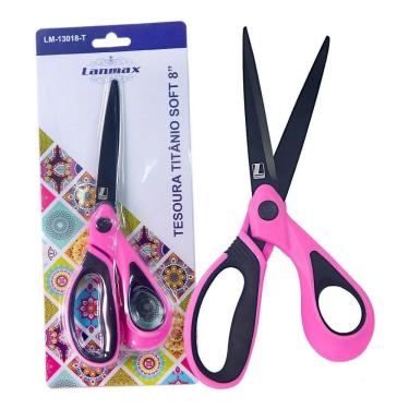 Imagem de 2X Tesoura Rosa Titânio Soft 8 Lanmax - Não Perde O Corte R