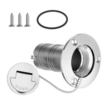 Imagem de Tampa de enchimento de convés de barco, 38 mm (1-1/5.1 cm), enchimento de diesel/tampa de enchimento para barco, iate e trailer, tratores com parafusos, anel de vedação sobressalente (3,5 cm, diesel)