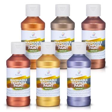 Imagem de Tinta têmpera lavável metálica – 6 cores brilhantes, frascos de 118 ml, tinta não tóxica segura para crianças para escola e artesanato, fácil limpeza, material de arte para sala de aula, feito nos EUA