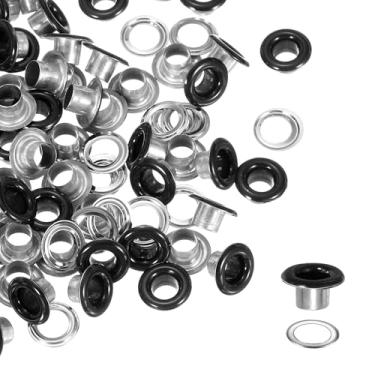 Imagem de YELARXI Kit de ilhós, ilhós de metal, kit de ilhós com arruelas 5 mm 3/40.6 cm encaixe interno redondo para (tecido/sapatos/roupas/artesanato faça você mesmo/bolsa/cinto) conjunto 250 e preto