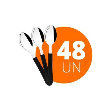 Imagem de Kit - 48 Colheres De Chá Leme Com Lâmina Em Aço Inox Cabo Preto Ccpbag - Tramontina