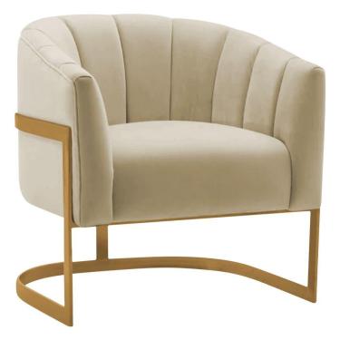 Imagem de Poltrona De ativa Sala De Estar Mavie Base De Ferro Dourado Suede Móveis Pink