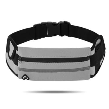 Imagem de isinwheel Pochete para homens e mulheres, cinto de corrida pequeno, suporte de telefone para corrida, bolsa dobrável para treino, cinto de dinheiro para homens e mulheres, Cinza, 8.27 x 3.94 x 0.79