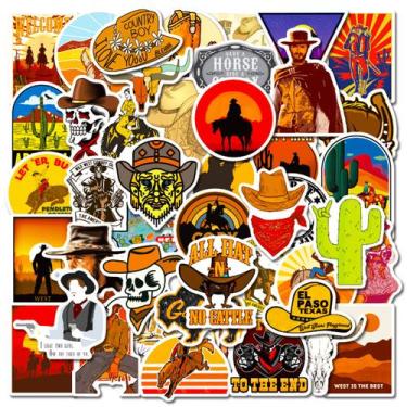 Imagem de Pacote de adesivos Cowboy Western Elements, 50 unidades de vinil imper