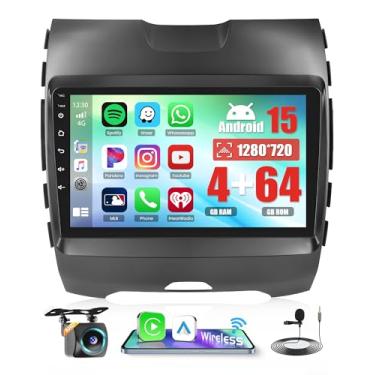 Imagem de [4 + 64 GB] Realdio Android 15 estéreo para carro para Ford Edge 2016-2020 com carro sem fio CarPlay Android Auto, rádio automotivo com tela sensível ao toque de 22 polegadas para Ford Edge com WiFi