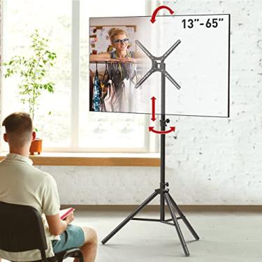 Imagem de Barkan Suporte de chão para TV Tripé 33-165 cm inclinação e ajuste de altura, suporta até 36 kg, 2 anos de garantia, portátil e dobrável, serve para LCD OLED LED