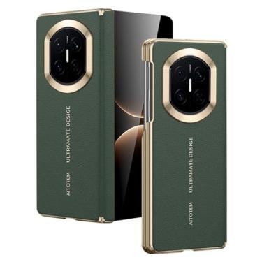 Imagem de FWYANZH Capa de couro para Huawei Mate X7, capa traseira magnética de telefone com carregamento sem fio, capa traseira com dobradiça dupla, proteção à prova de choque, capa fina, verde, Mate X7