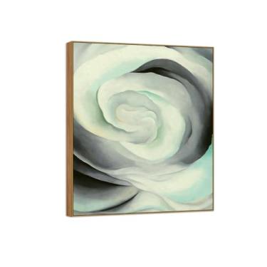 Imagem de Georgia O'Keeffe Famosas Impressões em tela de arte de parede prontas para pendurar - Pintura de moldura de madeira rosa branca abstração para decoração de sala de estar 30 x 35 cm 12 x 13 pol