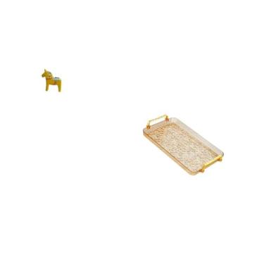 Imagem de Fenteer Escultura de Cavalo Sueco Dalecarlian para Estante, Armário de Entrada, Decoração de Casa, Prato de Sobremesa, Mesa de Centro, Bandeja com Alça, Armaz