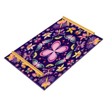 Imagem de Wassud Bandeja de banheiro com padrão quadrado colorido, bandejas de perfume, alça de maquiagem, cômoda, quarto, cozinha, mesa, 30 x 20 cm