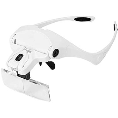 Imagem de uhyOHF Lupa de cabeça, lupa iluminada para montagem na cabeça, lupa de cabeça com luz de lupa de joalheiro profissional LED, lupa de faixa de cabeça para leitura de joias lupa para hobbi (