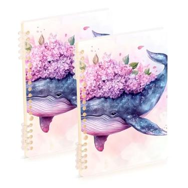 Imagem de Burbuja Cadernos com nome, papel pautado universitário A5 com 60 folhas, fichário para escritório, 2 unidades