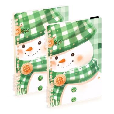 Imagem de Burbuja Cadernos de boneco de neve de Natal, papel pautado universitário A5 com 60 folhas, fichário para diário, escritório, 2 unidades