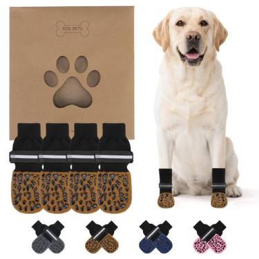 Imagem de KOOLTAIL Meias antiderrapantes para evitar lamber patas, sapatos de cachorro para pavimento quente, botas refletivas de controle de tração, botas de cachorro e protetor de patas para pisos de madeira