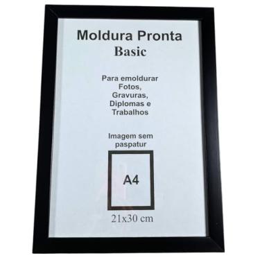 Imagem de Kit 3 Molduras A4 21x30 de Madeira Preto com Vidro para Certificado Diploma Foto Decoração Sala Escritório Quarto Premium MOLDURALLE