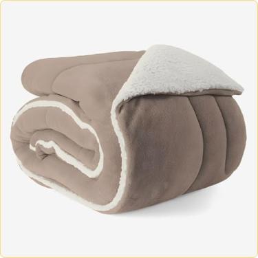 Imagem de Cobertor Edredom Dupla Face Lã Pele Carneiro Coberdrom Aurum (Bege, Queen Sherpa)