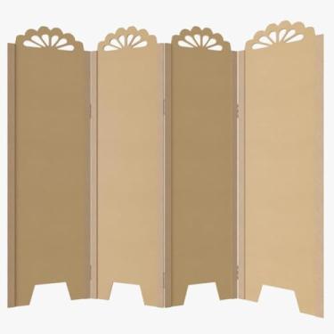 Imagem de Biombo Divisor de Ambientes MDF 4 Folhas Bipartido - Ideal para Home Office, Sala e Quarto, Separador Decorativo e Prático para Espaços Residenciais (LISO COM DETALHE)