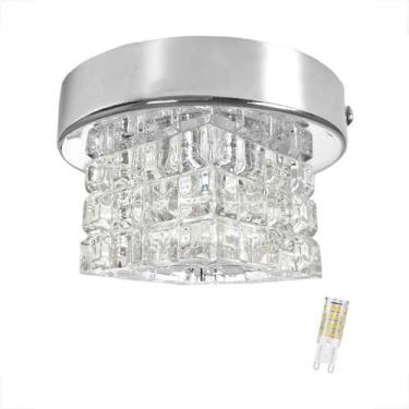 Imagem de Spot Cristal Plafon Sobrepor Prateado Brilhoso Bet45 + Led - Acienda