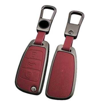 Imagem de Compatível com Audi TT TTRS 8j 8n 8s Mk1 Mk2 Mk3 S Line Liga de zinco Caso chave do carro Suporte Shell Controle remoto Protetor Chaveiro Acessórios(A-Red keychain)