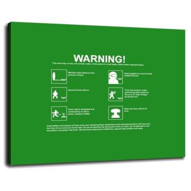 Imagem de Impressão em tela de aviso engraçado arte de parede de pôster verde para decoração de casa 1 peça com moldura 68.6 cm x 50.8 cm