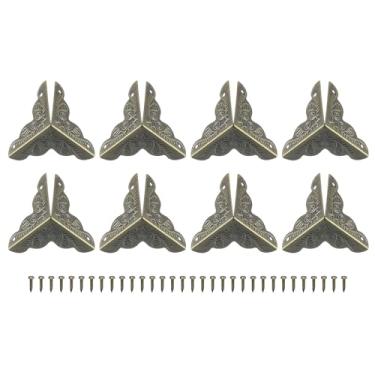 Imagem de Generic 8 peças de protetores de canto de caixa de metal 2.5 cm x 2.5 cm protetores de canto decorativos com parafusos de montagem para armários de caixa de armazenamento baú de madeira, bronze