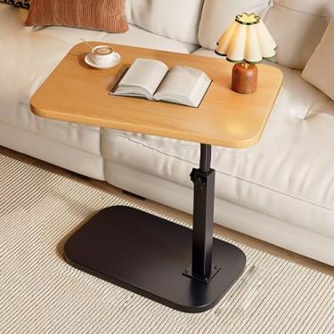 Imagem de Bandeja de TV para mesa de cabeceira de altura ajustável – Mesa de canto versátil para comer, laptops e espaços pequenos (marrom) (tronco)