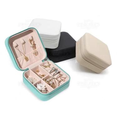 Imagem de Mini Porta Jóias Maleta 14 Compartimentos Aveludado -Cores