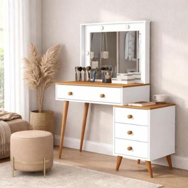 Imagem de Penteadeira Agata Espelho LED e Gaveteiro, MDF ,145x115x45 - Basoto, B