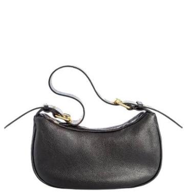 Imagem de Bolsa Shoulder Leopoldine Preta em Couro Legítimo com Alça em Fivela-Feminino