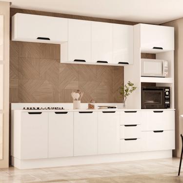 Imagem de Cozinha Modulada 5 Peças com Tampo e Rodapé Maeena Politorno - Branco