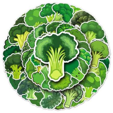 Imagem de Pacote de adesivos: brócolis, 50 peças de vegetais verdes de desenho a