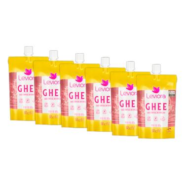 Imagem de Kit 6X: Manteiga Ghee com Sal do Himalaia Sem Lactose Refil Leviora 300g