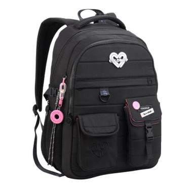 Imagem de Mochila Costas Color Up 18'' Meninas Juvenil Escolar Passeio Cor:Preto