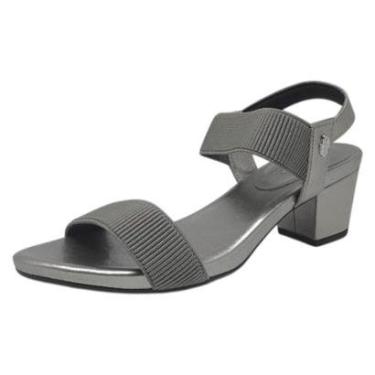 Imagem de Sandalia Feminina Couro Ajuste Elástico Salto Médio Usaflex-Feminino