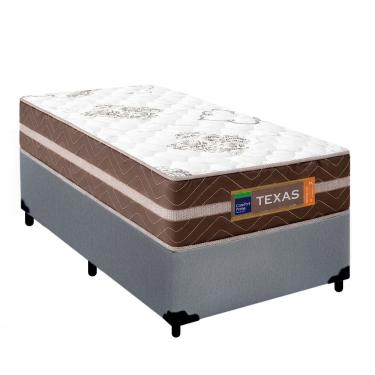 Imagem de Cama Box Solteiro Suede + Colchão Molas Ensacadas Texas Prime Colchões 88cm - Suporta A...