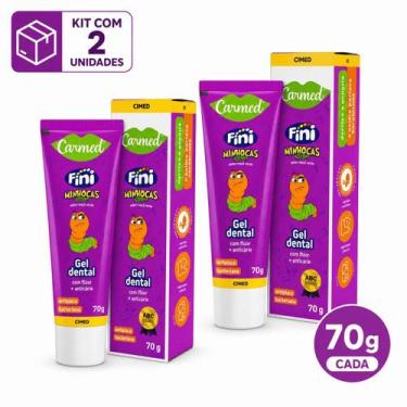 Imagem de Kit 2 Creme Dental Fini Minhocas Flúor Infantil Cimed 70g - Carmed