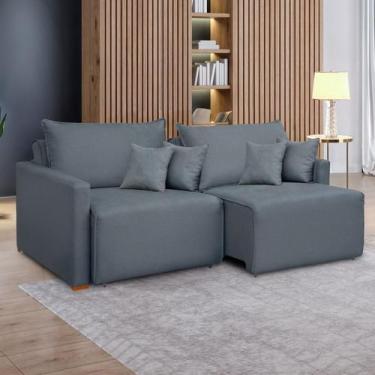 Imagem de Sofá Cama Retrátil e Reclinável 2 Lugares 180cm Pés Madeira Maciça Júl
