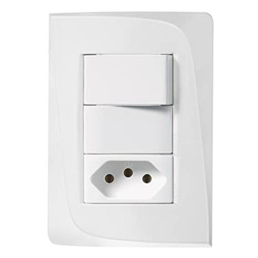 Imagem de Espelho com Bastidor Tomada e Interruptor Tendenza Pezzi (10A - Simples, Branco)