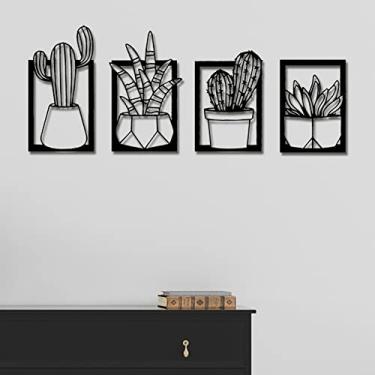 Imagem de Conjunto de Quadros Decorativos Cactos em MDF Design Moderno para Sala Quarto e Escritório