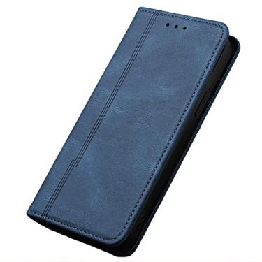 Imagem de Capa para iPhone 13 Mini/13/13 Pro/13 Pro Max, suporte de cartão de couro PU com fecho magnético e carteira capa flip para notebook proteção total, azul, 13 15,1 cm