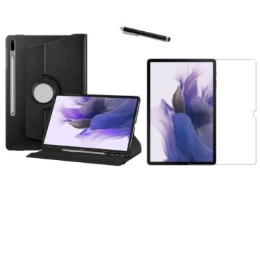 Imagem de Capa Case Executiva Giratória Compatível Com Tablet Samsung Galaxy Tab S7 Fe T735 T736 + Película de Vidro + Caneta Touch - (C7ARMOR) (Dourado)