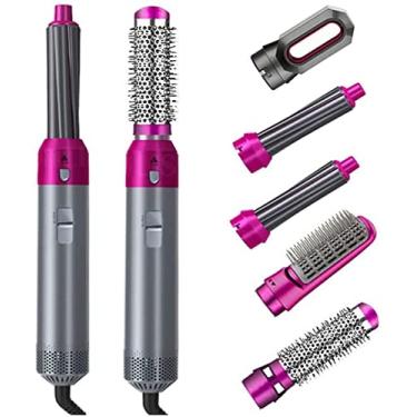 Imagem de 5 em 1 Hot Air Comb Hair Dryer Hot Air Brush Styler, alisamento e cabelo cacheado de uso duplo, cabelo de íon negativo Volumizer Hair Curler Hot Air Wrap Comb Brush
