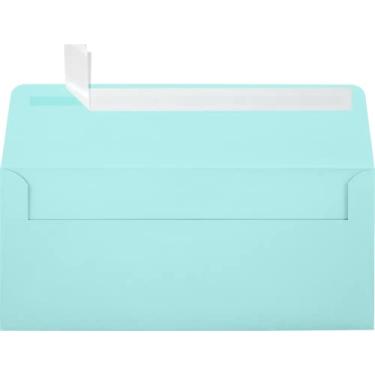 Imagem de Envelopes de aba quadrada LUXPaper #10 em 80 lb. Envelopes de negócios impressos em espuma marinha para Letras corporativas e documentos legais com destaque e impressão, pacote com 50, tamanho da bolsa 4 1/8 x 9 1/2 (azul)